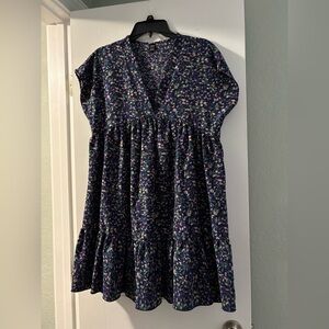 SHEIN Floral Mini Dress - Navy and Multicolor